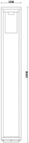 Paletto Lanterna NERO 100cm E27 - SERIE VIMO -