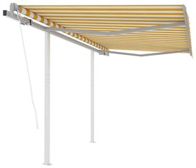 Tenda Da Sole Retrattile Automatica E Pali 3x2,5m Gialla Bianca /