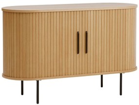 Cassettiera di colore naturale con effetto rovere con ante scorrevoli 120x76x45 cm Nola – Unique Furniture