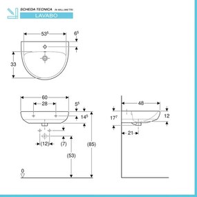 Lavabo sospeso Geberit 60 cm in ceramica bianco Selnova