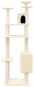 Albero per gatti con tiragraffi in sisal crema 162 cm