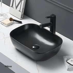 Lavabo D'Appoggio Rettangolare "Break The Rules" Da 45,5 Cm In Ceramica Finitura Nero Opaco