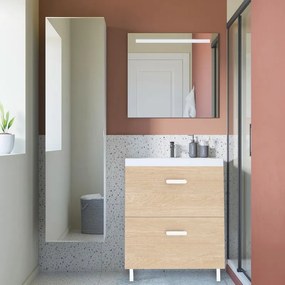 Mobile sottolavabo e lavabo Easy per vasca a sinistra rovere L 70 x H 80 x P 40 cm 2 cassetti