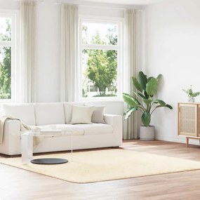 Tappeto Shaggy A Pelo Lungo Navarra Crema 240x240 Cm Poliestere /
