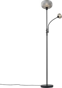 Smart vloerlamp zwart met smoke glas 2-lichts incl. Wifi - Brianna