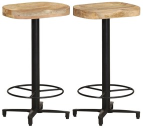 Sgabelli Da Bar 2 Pz 66 Cm İn Legno Massello Di Mango /