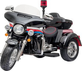 Moto Elettrica Polizia Americana 3 Ruote per Bambini 12V Kidfun Police Washington Nera...