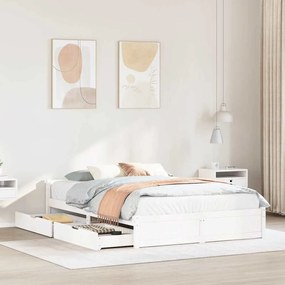 Letto Senza Materasso Bianco 140x200 Cm Legno Massello Di Pino /