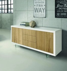 Credenza PANAREA bianca e naturale 186&#215;45 cm H 87 cm