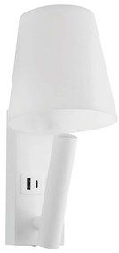 Lampada da parete LED con porta USB, 2 W, 230 V, 3000 K, bianca