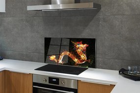 Pannello paraschizzi cucina Drago splendente giapponese 100x50 cm