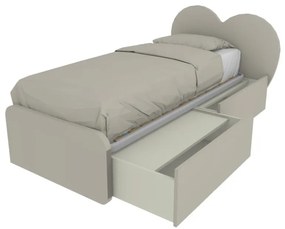 CUPIDOC - Letto cameretta a cuore singolo 80x190 con cassettoni estraibili e testata personalizzabile.Rete inclusa