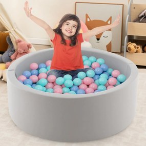 Costway Piscina di palline in schiuma 90x30cm tondo e morbido per bambini, Recinto da gioco con 200 palline oceaniche Grigio