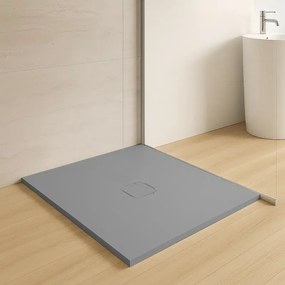 Piatto doccia 100x100 in marmoresina cemento con griglia in acciaio inox Harmony