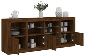 Credenza con luci led rovere marrone 164x37x67 cm