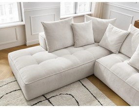 Divano angolare beige (penisola a destra/a L) con rivestimento in ciniglia Whesley – Bobochic Paris