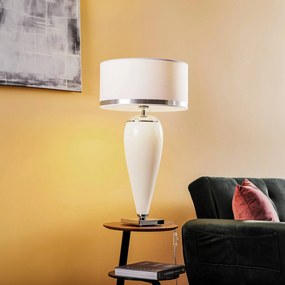 Euluna Lampada da tavolo Lund, bianco/opale, H 70 cm