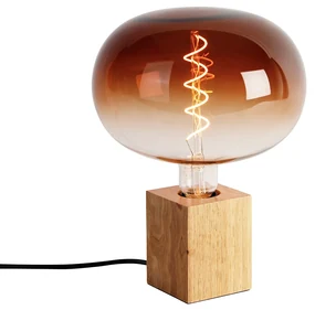 Lampada da tavolo rustica in legno naturale con LED G220 - Bloc