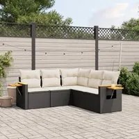 Set Divani da Giardino 5 pz con Cuscini in Polyrattan Nero 3259200