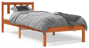 Letto Senza Materasso Marrone Cera 90x190 Cm İn Legno Di Pino /