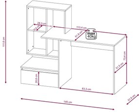 Scrivania con ripiano MARLO rovere artisan/antracite