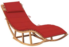 Lettino Prendisole A Dondolo Con Cuscino İn Massello Di Teak /