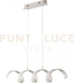 Lampadario a sospensione spirale led helix bianca e argento 20w 168...