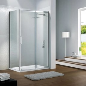 Porta doccia scorrevole Slimline L 110 x H 195cm, Sp. 6 mm in vetro profilo cromo