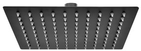 Soffione doccia quadrato 40x40 cm nero opaco in acciaio inox