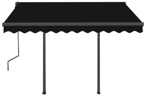 Tenda da Sole Retrattile Manuale con Pali 3x2,5 m Antracite