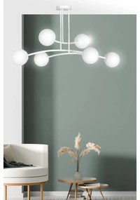Plafoniera Contemporaneo Krishna Acciaio Bianco 6 Luci E14 Ip20