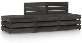 Set Divani da Giardino 3 pz in Legno di Pino Impregnato Grigio