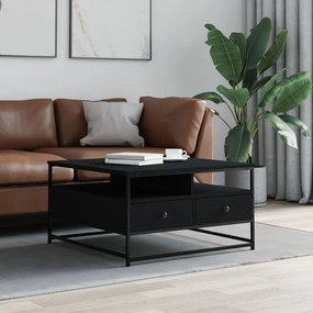 Tavolino Da Salotto Nero 80x80x45 Cm İn Legno Multistrato /