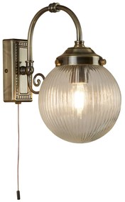 Applique Classica Belvue Acciaio Ottone Vetro Trasparente 1 Luce E14