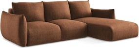 Divano angolare color terracotta allungabile (con penisola a destra/con chaise lounge) Leila – Makamii