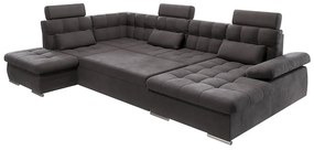 Divano angolare color antracite allungabile e con contenitore (con penisola a sinistra/a U) Merkur – Ropez