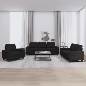 Set D Divani 3 Pz Nero İn Tessuto /