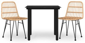 Set da pranzo da giardino 3 pz in polyrattan