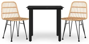 Set da pranzo da giardino 3 pz in polyrattan