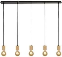 Lampadario Lineare Industrial-Nordico Spinoso Acciaio Nero Marrone 5 Luci E27