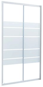 Porta doccia scorrevole L 117-120 cm x H 185 cm per nicchia in vetro serigrafato SP. 4 mm, profilo lucido bianco, serie Essential