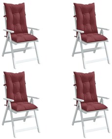 Cuscini Sedia Schiena Alta 4 Rosso Vino Mélange 120x50x7 Cm /