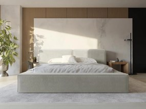 Letto con contenitore 160 x 200 cm Tessuto bouclette Beige + Materasso  - TIMANO di PASCAL MORABITO