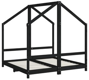 Giroletto per bambini nero 2x(70x140) cm legno massello di pino