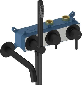 Rubinetto per vasca monocomando 2 vie, corpo incasso e accessori doccia cromato Loop SANYCCES nero