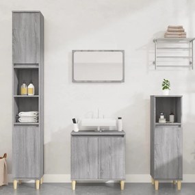 Set Mobili Da Bagno 3 Pz Grigio Sonoma İn Legno Multistrato /