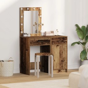Set di toeletta a 2 pezzi  con led in finitura in legno antico