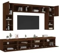 Set Mobili TV a Muro 8 pz con Luci LED Rovere Marrone 3216770