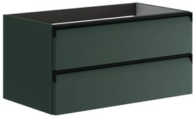 Mobile da bagno sotto lavabo Fusion verde laccato opaco L 79.5 x H 40 x P 45.5 cm 2 cassetti, lavabo non incluso