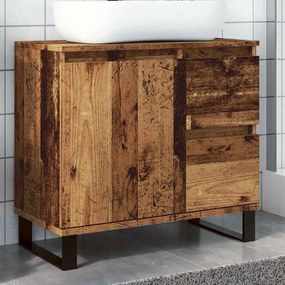 Armadietto Da Bagno Legno Antico 65x33x60 Cm İn Truciolato /